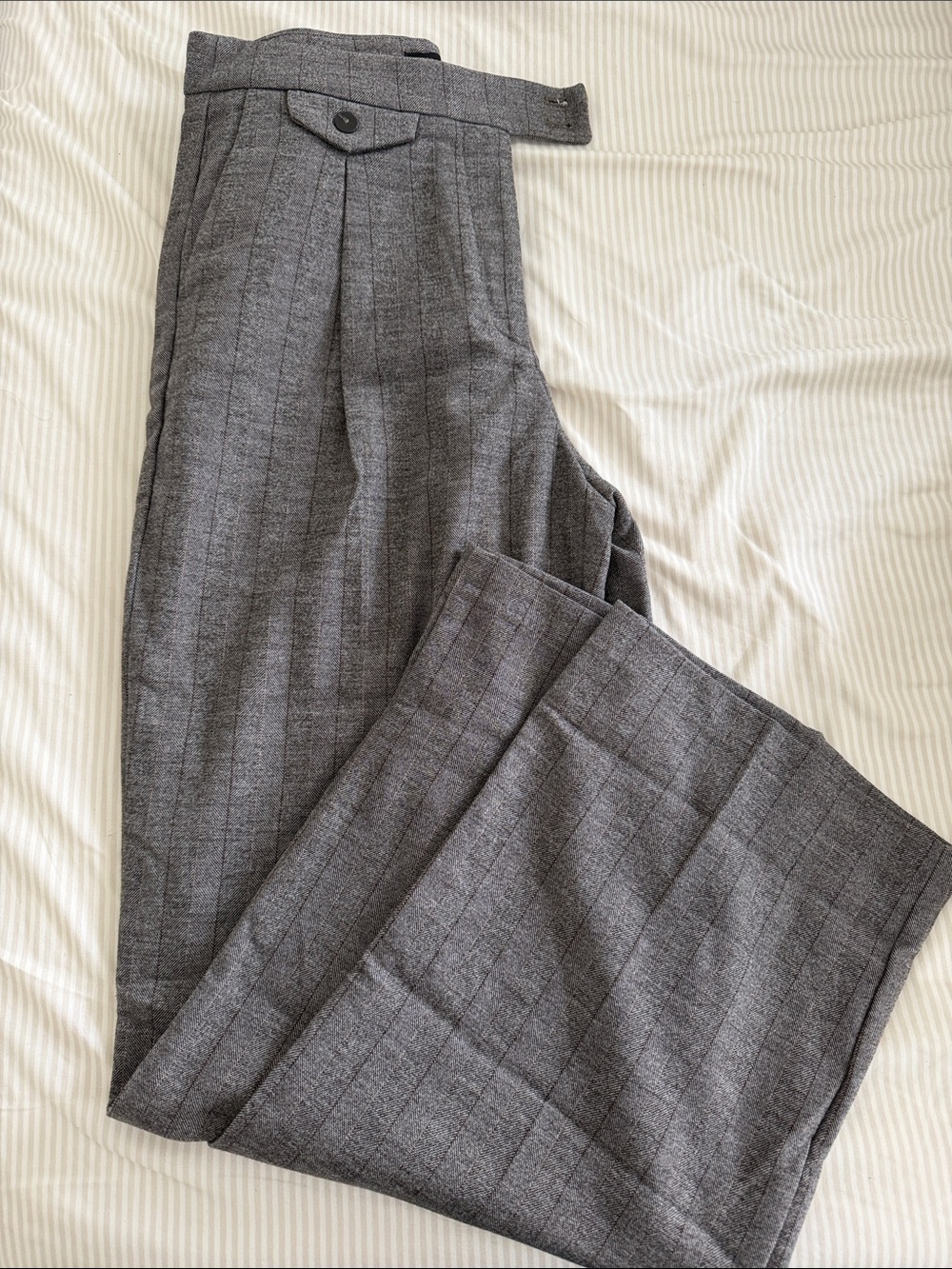 Rachel Zoe Gray Pinstripe Wide Leg Trousers
